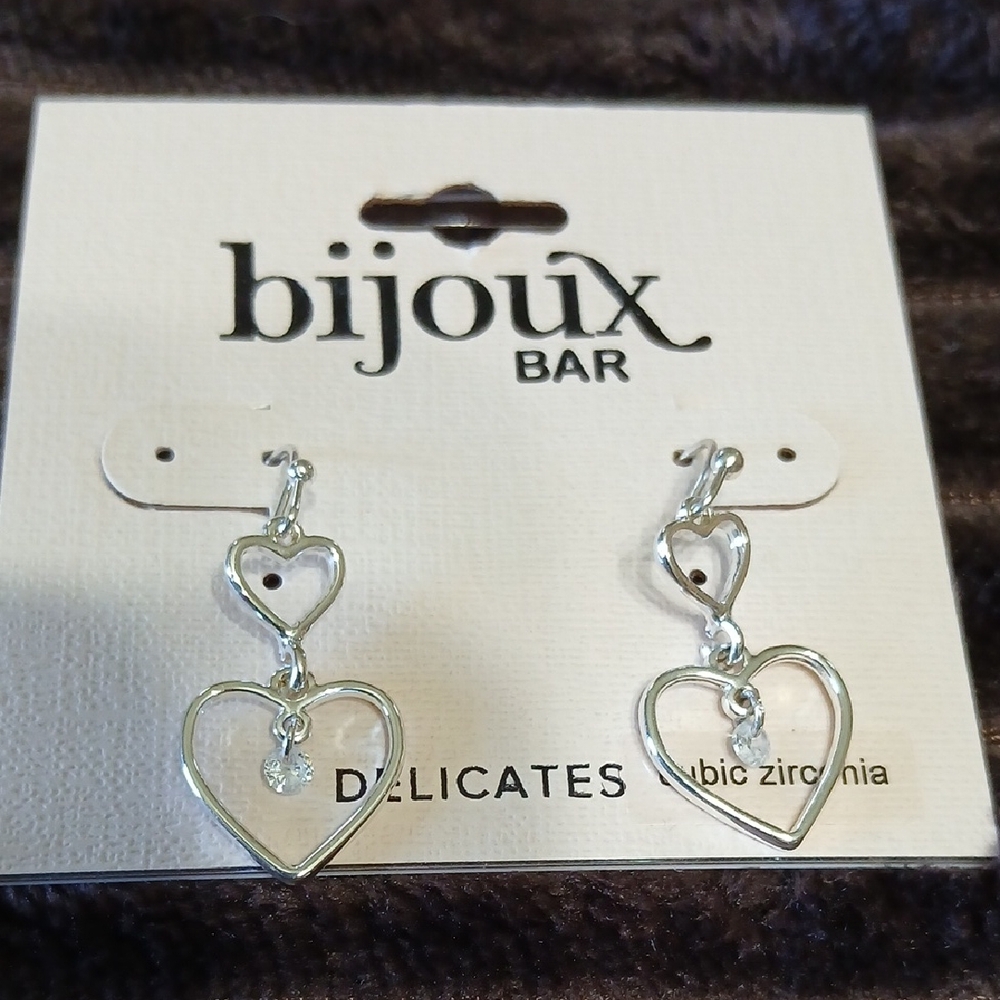 JCPenney Silver Heart Drop Earrings